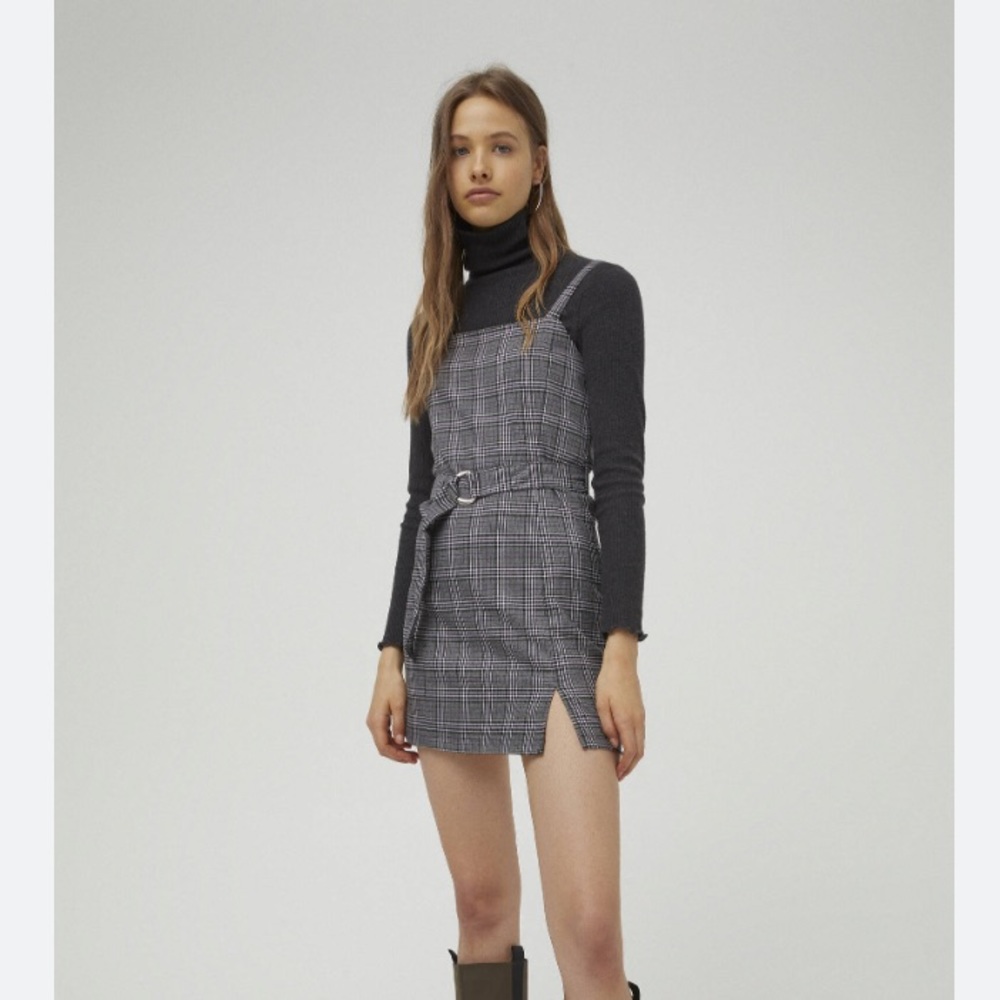 Pull & Bear mini plaid dress with a belt